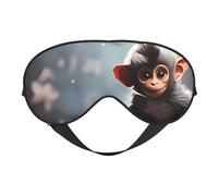 Cute Monkey Double-Sided Silk Sleep Mask, Adjustable Light Blocking Eye Mask for Travel, Men & Women, Soft Comfortable Blindfold 20x10cm