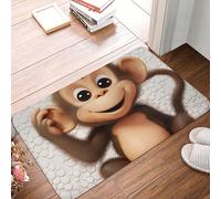 Cute Monkey Front Door Mat, Dirt Trapper Floor Mats All-Weather Heavy Duty Welcome Mats for Entryway Absorben Bath Mat Non-Slip Low Profile Doormat Area Rug 24" x 16"