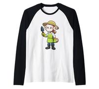 Cute Monkey Gardener Planting Raglan Baseball Tee