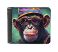 Cute Monkey in Hat Glasses Novelty Wallet Slim Front Pocket Bifold Wallet with ID Credit Card Holder for Women Men