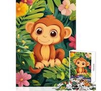 Cute Monkey in Jungle 1000 Piece Jigsaws for Teenagers Puzzle Strengthen Mind Clarity And Sharpness Calm Serene Leisure Activity (50x75cm)