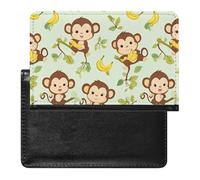 Cute Monkey Leather Passport Holder Compact ID Card Cover Case Slim Travel Wallet for Men Women