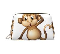 Cute Monkey Leather Toiletry Organizer Bag, Travel-Friendly Makeup Pouch for Women