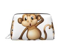 Cute Monkey Leather Toiletry Organizer Bag, Travel-Friendly Makeup Pouch for Women