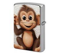 Cute Monkey Lighter Case Metal Protective Cover with Double-Sided Art Design, Cool Lighters Pouch Shockproof Lighter Cover for Men Women Gifts, Lighters Not Included