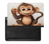 Cute Monkey Passport Holder PU Leather Slim Passport Cover with Card Slots Travel Document Holder Cover