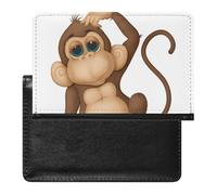 Cute Monkey Passport Holder PU Leather Slim Passport Cover with Card Slots Travel Document Holder Cover