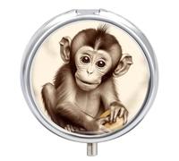 Cute Monkey Pill Box Mini Pill Case Pocket Pill Case for Men Travel Pill Box Cute Pill Organizer 3 Compartment Medicine Pill Organizer Pill Container Pill Holder