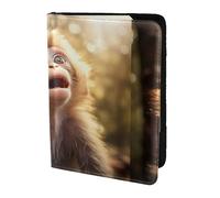 Cute Monkey Print 5.5 Inch Passport For Men And Women Lightweight Stylish Travel Document Wallet, Black, One Size