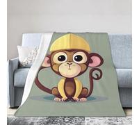 Cute Monkey Print All Season Flannel Blanket Air Conditioning Throw Blankets For Bed Sofa Camping