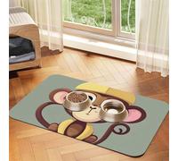 Cute Monkey print Cats Pet Bowl Placemat Pet Feeding Mats for Dogs, Non-Slip PU Leather Tablecloth for Pets