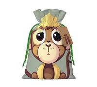 Cute Monkey Print Christmas Drawstring Holiday Candy Bag Xmas Sacks Reusable Wrapping Bags Party Favor