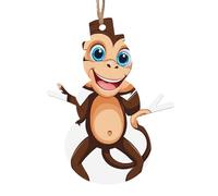 Cute Monkey -Print Christmas Wooden Ornaments 2PCS- Handmade Eco-Friendly Hanging Decor For Tree Gifts Holiday Festivities.