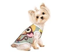 Cute Monkey print Dog Shirts for Small Dogs Stretchy T-Shirts Lightweight Tank Top Sleeveless Striped Vest