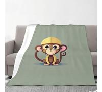 Cute Monkey Print Flannel Blanket 70 X 80 In Cozy Warm Winter Throw Blanket Camping Or Travel