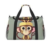 Cute Monkey Print Large Capacity Hand Carry Bag for Women Foldable Carry On Tote for Airplane Travel