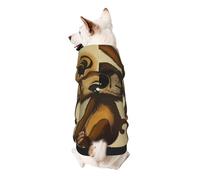 Cute Monkey print Printed Dog Hoodie Soft Dog Sweatshirt Cute Cat Dog Clothes for Small Dogs Kitten Puppy, S