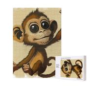 Cute Monkey print Printed Jigsaw Puzzle with Storage Box, Wooden Puzzle for Adults and Kids, 300 Pieces Family Fun Decorative Game, 28x40 CM
