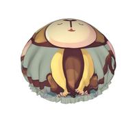 Cute Monkey Print Shower Essentials Bonnet For Women, Large Washable Elastic Band Bath Hair Wrap Shower Cap