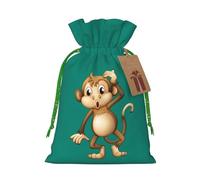 Cute Monkey Print Small Drawstring Pouch For Gifts,Reusable Gift Bag,For Holiday And Party Presents
