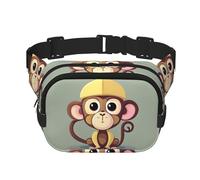 Cute Monkey Print Waist Pack Square Waist Bag Workout Hiking Running Travel Gym Pretty Zipper Fashion