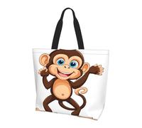 Cute Monkey -Print Women's Large Tote Bag Water-Resistant Lightweight For Shopping Work Commute.