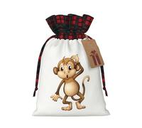 Cute Monkey Print Xmas Drawstring Reusable Gift Bag Festive Packaging For Christmas Wrapping Needs