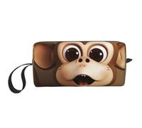 Cute Monkey Printed Makeup Bag with Handle, Lightweight Portable Cosmetic Organiser for Travel, Gym & Daily Use â€“ Gift for Women Girls