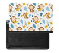 Cute Monkey Printed Passport Holder Cover PU Leather Travel Waterproof Slim Passport Wallet for Airport