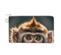 Cute Monkey Purse Zipper Change Purse, Coin Purse for Outdoor, Canvas Thin Pocket Travel Wallets Women Man Clutch Bag for Coin Cards Keys (7.4x 4.6 Inches)