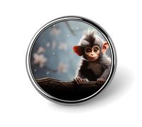 Cute Monkey Round Badge Personalized Metal Lapel Pin Badges Fit Clothing Bags Hat Humorous Printed Brooch Badge Party Decorations Accessories for Men Women