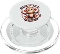 Cute Monkey Stop Monkeying Around Primate Humor PopSockets PopGrip for MagSafe