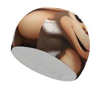 Cute Monkey Swim Cap Comfortable Adult Swimming Cap Non Slip Swimming Cap for Long Hair Elasticity Swimming Hat Unisex Adult Bathing Pool Cap Keep Hair Dry