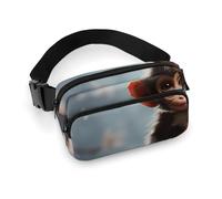 Cute Monkey Waist Bag Fashion Fanny Bag with Adjustable Strap for Outdoor Workout Cycling Unisex, white, 20x13cm, Waist Bag