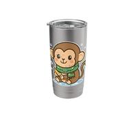 Cute Monkey Winter with Banana Stainless Steel Insulated Tumbler