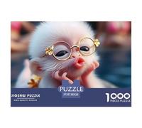 Cute Monkey with Glasses 1000 Pieces Puzzle Game - Monkey Glasses Cute The Whole Family Fun And Challenging Activity for Home Decompression38x26cm/1000pcs