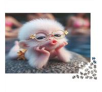 Cute Monkey with Glasses Puzzle 1000 Piece Recycled Paper for Adults Adult Jigsaws Impossible Hard Challenging Family Game Fun Home Present Great Gift for Men Women 70x50cm/1000pcs