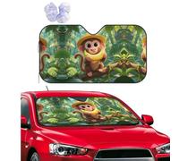 Cute Monkeys Car Windshield Sun Shade Personalized Foldable Auto Front Window Sun Shade Cover Uv Ray Reflector Sun Visor Protector Car Accessories For Car Suv Truck, Keeps Your Vehicle Cool 55x30 Inch