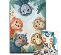 Cute Monkeys in A Jungle Setting Wood Puzzle Challenge, Adults, 1000 Pieces | Adult Puzzle: easy-to-see colour differences for piece grouping over several sessions.