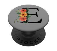 Cute Monogram Initial Coloured Letters Flowers Capital E PopSockets Adhesive PopGrip