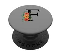 Cute Monogram Initial Coloured Letters Flowers Capital F PopSockets Adhesive PopGrip