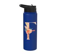 Cute Monogram Initial Coloured Letters Flowers Capital F Stainless Steel Insulated Water Bottle