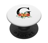 Cute Monogram Initial Coloured Letters Flowers Capital G PopSockets Adhesive PopGrip