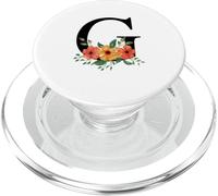 Cute Monogram Initial Coloured Letters Flowers Capital G PopSockets PopGrip for MagSafe