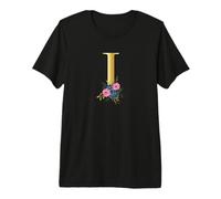 Cute Monogram Initial Coloured Letters Flowers Capital I Premium T-Shirt