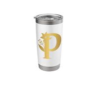 Cute Monogram Initial Coloured Letters Flowers Capital P Stainless Steel Insulated Tumbler