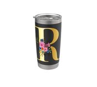 Cute Monogram Initial Coloured Letters Flowers Capital R Stainless Steel Insulated Tumbler