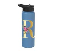 Cute Monogram Initial Coloured Letters Flowers Capital R Stainless Steel Insulated Water Bottle