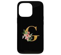 Cute Monogram Initial Letters Flowers Capital G Case for iPhone 13 Pro