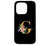 Cute Monogram Initial Letters Flowers Capital G Case for iPhone 15 Pro